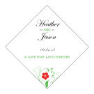 Flowers Large Diamond Wedding Labels 3x3